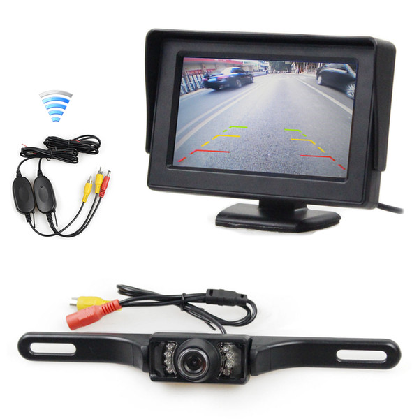 DIYKIT 4.3inch Color TFT LCD Car Monitor + IR Night Vision HD CCD Rear View Car Camera Wireless Parking Assistance System