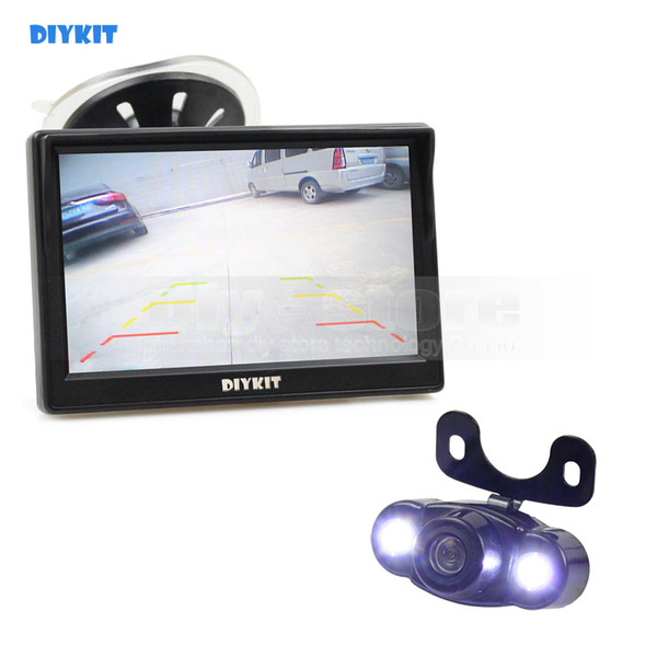 DIYKIT 5inch Rear View Monitor Car Monitor + LED Night Vision Car Camera Rear View Camera Parking System Kit