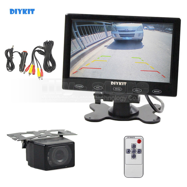 DIYKIT 7inch Touch Button Ultra-thin Screen Car Monitor + Waterproof IR Night Vision Rear View Car Camera