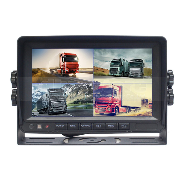 DIYKIT 7 Inch 4 Split Quad Display Color Rear View Monitor Car Monitor Support SD Card Video Recording