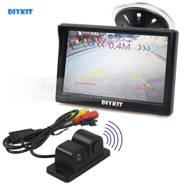 DIYKIT 5inch Car Monitor Rearview Monitor + Waterproof Parking Radar Sensor Car Camera Rear View Camera Parking System Kit