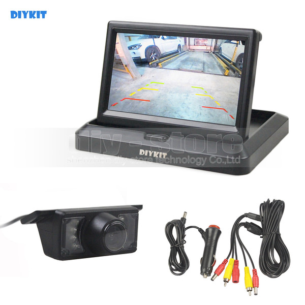 DIYKIT Wired 5inch 800 x 480 Foldabel Car Monitor IR Night Vision Backup Reverse Camera Car Rear View Camera