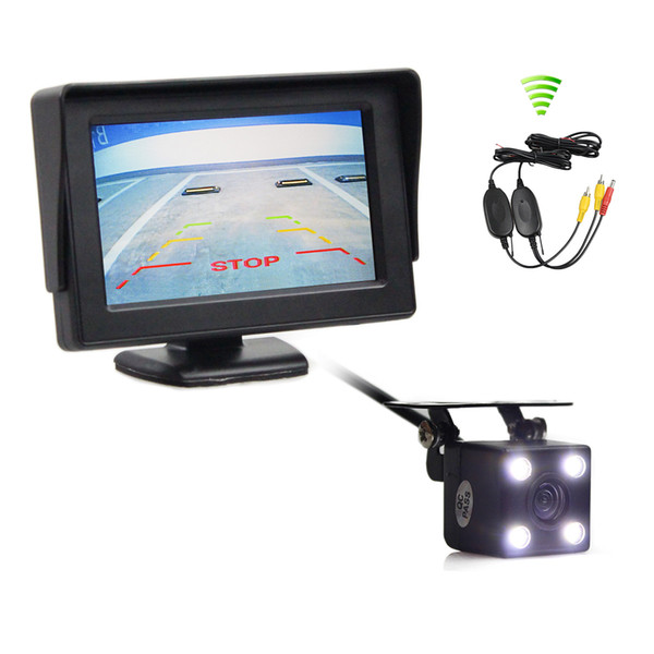 DIYKIT 4.3inch Video Car Monitor + HD LED Car Camera Rear View Security System Wireless Parking Reversing System Kit