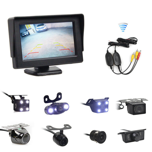 DIYKIT Wireless 4.3inch Car Monitor Auto Parking Video Night Vision Backup Reverse Camera Car Rear View Camera