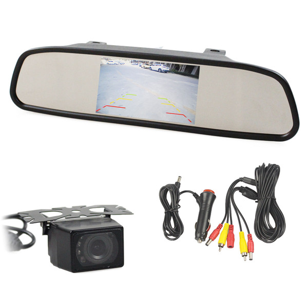 DIYKIT 4.3 Inch Car Monitor Mirror Monitor Waterproof IR Night Vision Rear View Car Camera Parking Accessories Kit