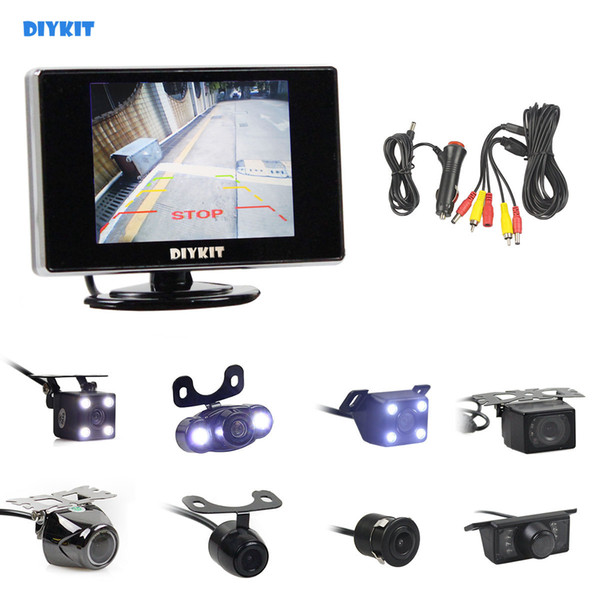 DIYKIT 3.5 inch Car Rearview Monitor Auto Parking Vedio Night Vision HD Backup Reverse Rear View Car Camera Easy Connect