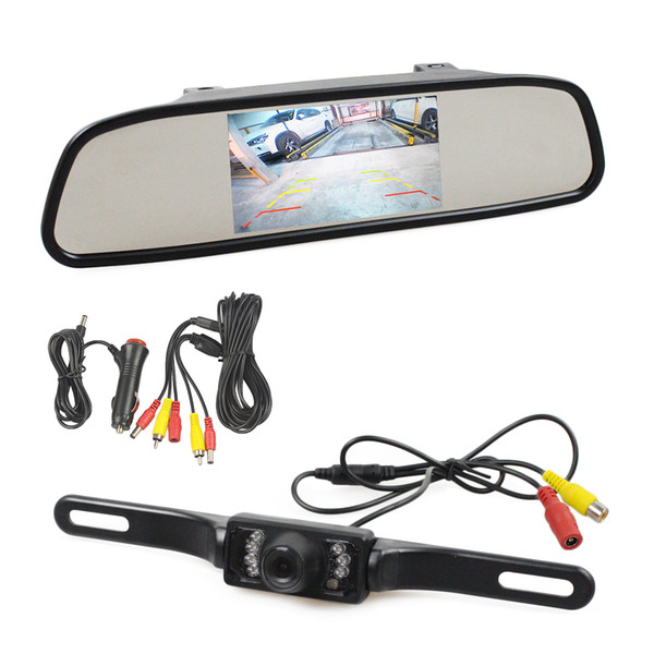 DIYKIT 4.3 Inch Car Monitor Mirror Monitor + Waterproof IR Night Vision Rear View Car Camera Parking Accessories Camera