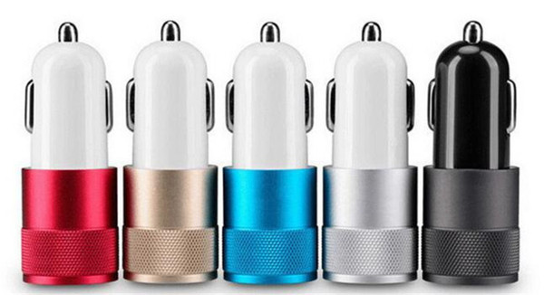 Metal Dual USB Car Charger 12 Volt 1 ~ 2 Amp for Apple iPhone iPad iPod Samsung Galaxy Motorola Droid Nokia Htc