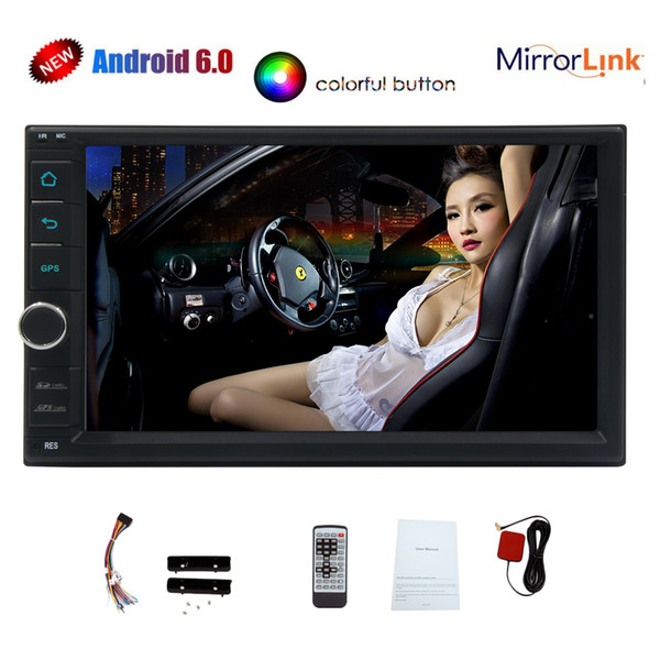 7'' Android6.0 Car Stereo in Dash Double Din Headunit Full HD Capacity Touch Screen 1080P Video Play Car GPS Navigation Map Steering