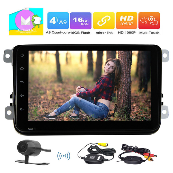 Wireless Backup Camera+EinCar Android 6.0 Car Player 8'' HD Touch Screen Car Stereo In Dash GPS Navigation Car Entertainment System AM FM