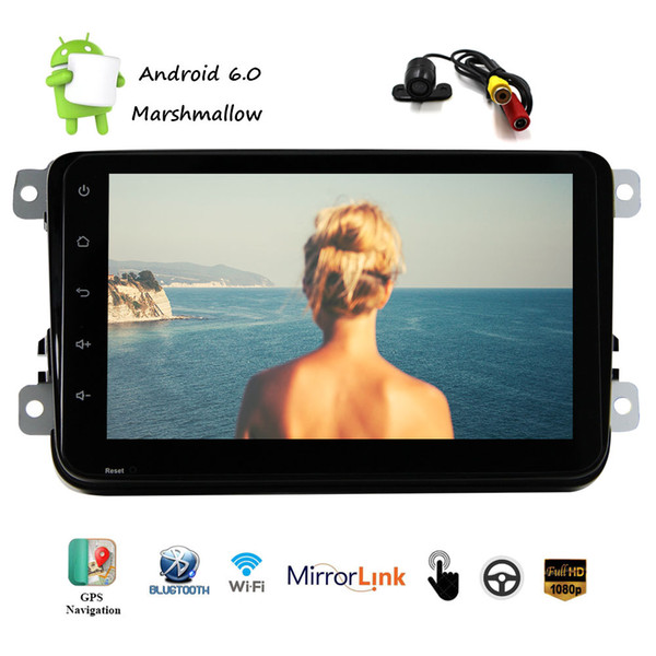 Universal Android 6.0 Marshmallow Car Stereo System Wifi Bluetooth OBD2 8'' Capacitive Touch screen Car NO DVD Player in Dash GPS Navigation