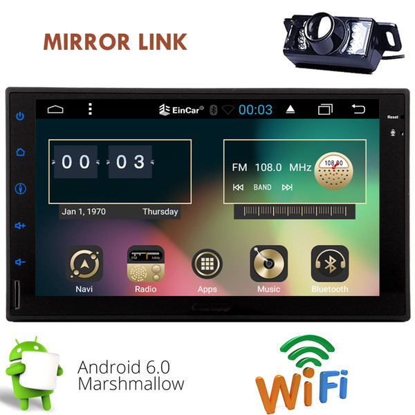 Double Din EinCar Android Car Stereo Quad Core 6.0 Marshmallow System 7'' Multi-Touch Screen Car Radio Receiver In Dash Headunit Bluetooth