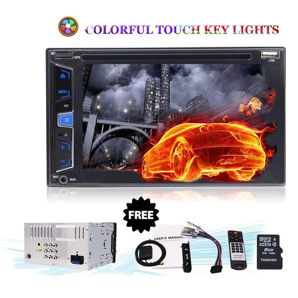 6.2'' Bluetooth Car Stereo Radio Double DIN Headunit Dash Navigation FM/AM/USB/SWC/SD/Subwoofer/DVD Player/Backup Camera Stylish UI