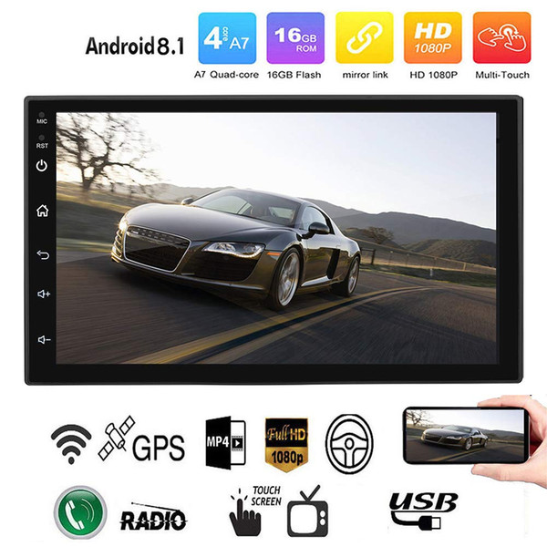 Android 8.1 Car Radio Stereo GPS Navigation Bluetooth wifi Universal 7'' 2din Car Radio Stereo Quad Core Multimedia Player Audio