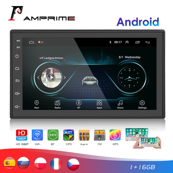 AMPrime 2 Din Car Radio Android Universal GPS Navigation Bluetooth Touch screen Wifi Car Audio Stereo FM USB Car Multimedia MP5