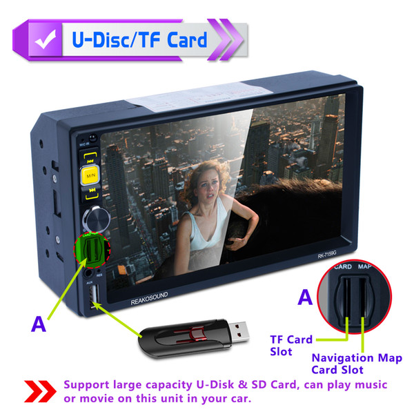 7 Inch 2 DIN Bluetooth Auto Multimedia Car DVD Stereo MP5 Player Support Mirror Link / Aux In / Rear View Camera CMO_22R