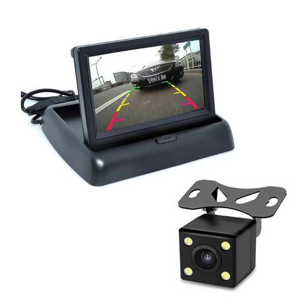 4.3inch Folding Car Monitor with 4 LED Light Car Rear View Backup Reverse Camera