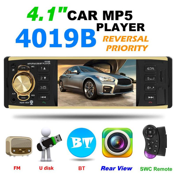 4019B 4.1 inch Car Stereo In Dash Radio Receiver Bluetooth USB U Disk MP5 Player RCA Audio Output Connect to Subwoofer