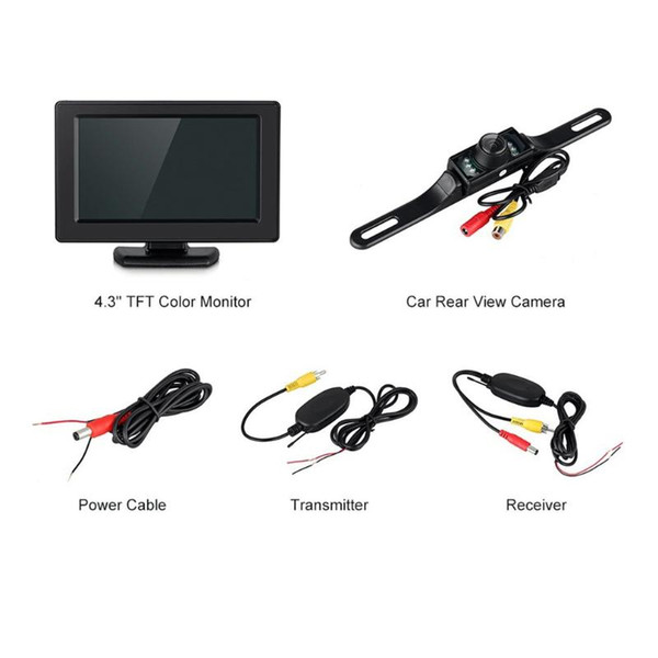 4.3 Inch HD LCD Display Monitor Auto Parking Assistance 2.4GHz Wireless Transmitter Receiver with Rear-view Camera DC12V for Car