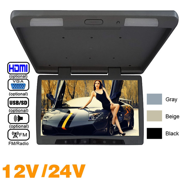 Car Bus TFT LCD Roof Mounted Monitor Flip Down Monitor Video DC12V/24V 19