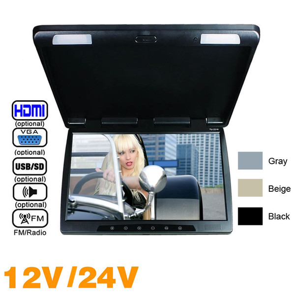 3-Color Bus Car 22 Inch Touch Button Flipdown TFT LCD Monitor Roof Mounted HD Display with IR transmitter USB/FM/Speaker/VGA Video In#1299