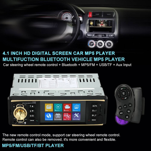 free shipping yentl 4.1 inch Universal TFT HD 1080P Bluetooth Car Radio MP5 Player