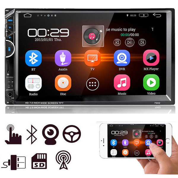 7'' HD Touch Screen 2Din Car Radio MP5 FM AUX Player Bluetooth USB Audio input Free Shipping