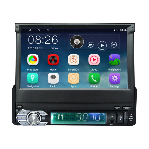 1 Din 7 inch Retractable Touch Screen Android 6.0 Car Mulltimedia Video Player Auto Audio With FM Radio Blutooth GPS