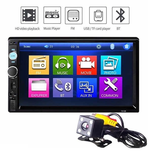 Car Multimedia Player Universal Car Radio MP5 Player 7''HD Touch Screen Audio Stereo Bluetooth USB AUX Support Rear View + 720P Camera Hot