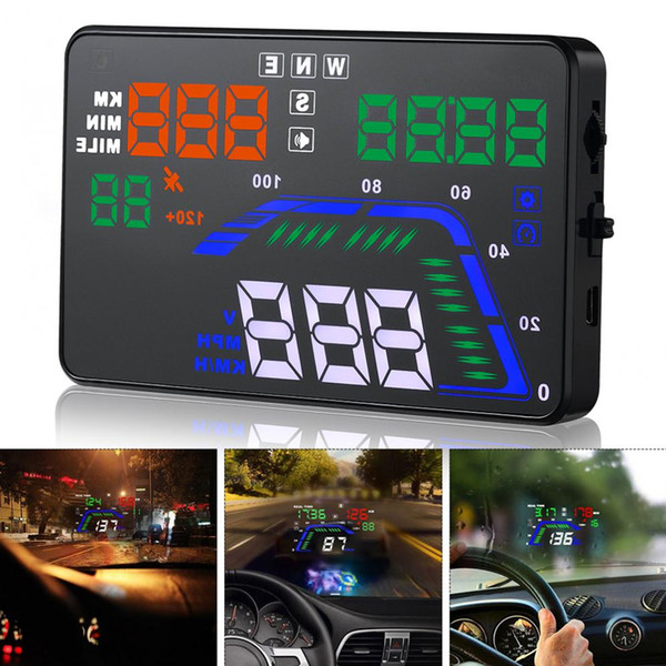 Freeshipping Universal Q7 5.5 Inch Digital Auto Car HUD GPS Head Up Display Speedometers Overspeed Warning Dashboard Windshield Projector