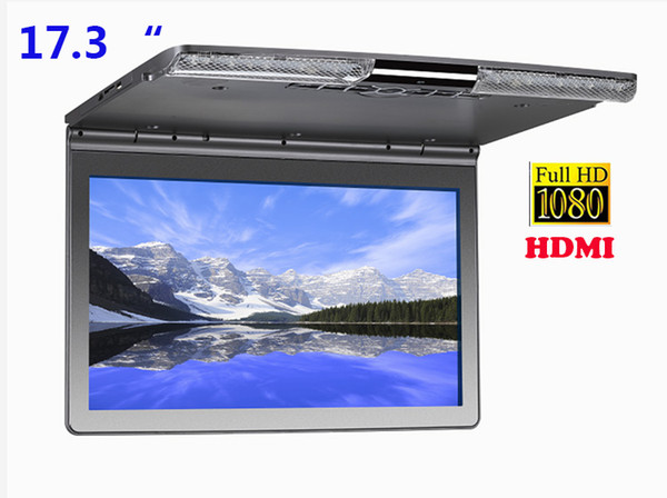 Ultra thin New 17.3 inch Mount Flip Down for car 1080P HDMI FM IR USB SD MP5 car roof mount lcd monitor