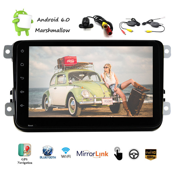 8'' Android 6.0 Universal Multi-touch Screen Car Stereo NO DVD CD System 1080P HD Video in Dash GPS Navigation Wifi USB SD