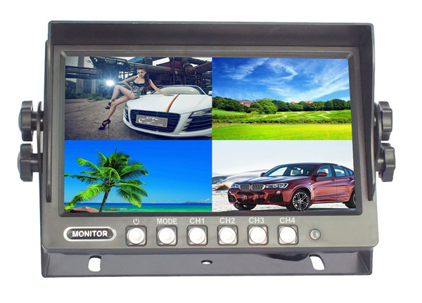 7 inch Stand alone car Monitor with quad images, 4 trigger 4 way video input built in speaker