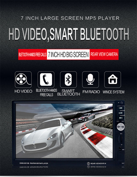 Multi function 7 Inch HD Touch Screen Bluetooth-Enabled Hand Free Car MP5 Player FM Radio Double Din DVD Audio & Video