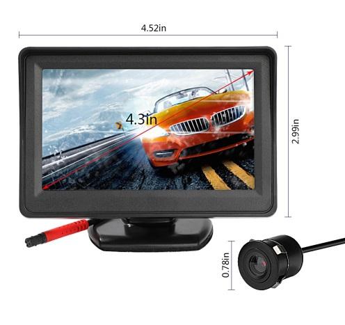 4.3 Inch Parking System HD Car Rearview Mirror Monitor with 170 Degrees Rear View Parking Backup Camera Kit Waterproof