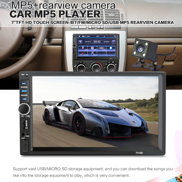 7 Inch Touch Screen 2 Din Bluetooth Car MP5 Video Player Support MP3 USB TF AUX FM with Rear View Camera CMO_21Q