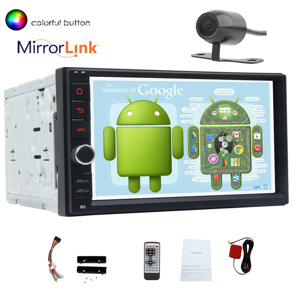 Android6.0 Car Stereo Double Din Headunit Quad-Core 16Ghz Bluetooth Hands Mirroring Phone Bluetooth Scanner Car GPS Navigation 3D Map