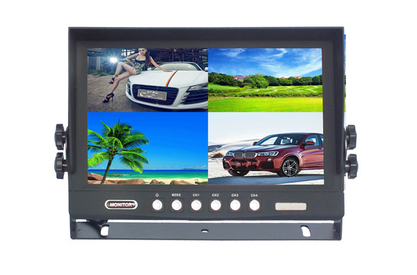 New 4 CH Video Inputs 9inch Built-in Quad Split Screen Car Monitor with digital screen and built in speaker