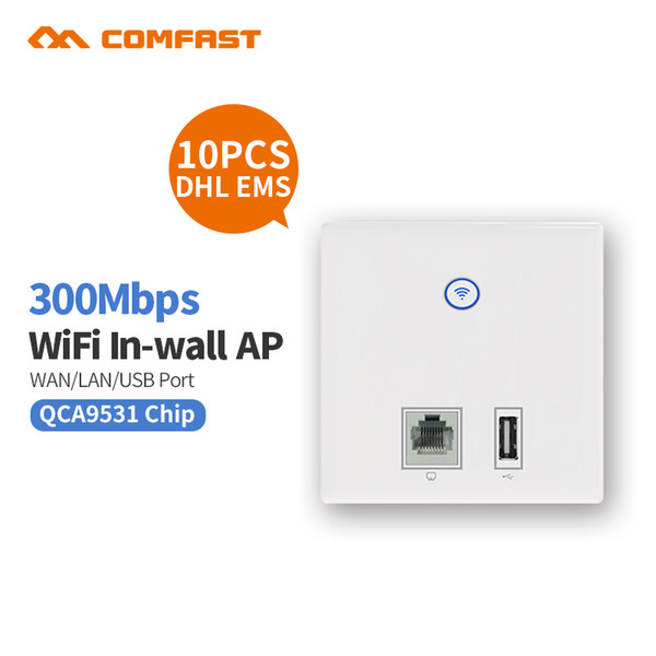 10pcs COMFAST 300Mbs Wall Embedded AP Router 2.4Ghz Wireless WIFI Access Point USB + 1 RJ45 Lan +1 RJ45 WAN Port Hotel Wifi AP