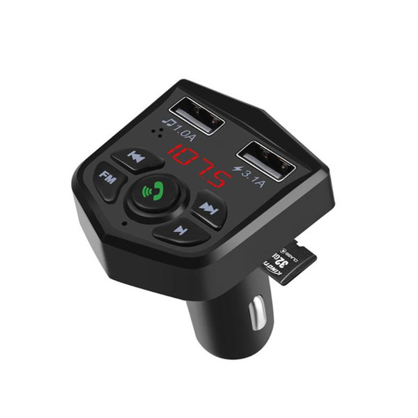 Auto transmisor Bluetooth Car FM Transmitter Handsfree Kit 3.1A Quick Dual USB Charger With LCD Digital Voltmeter TF Card U disk