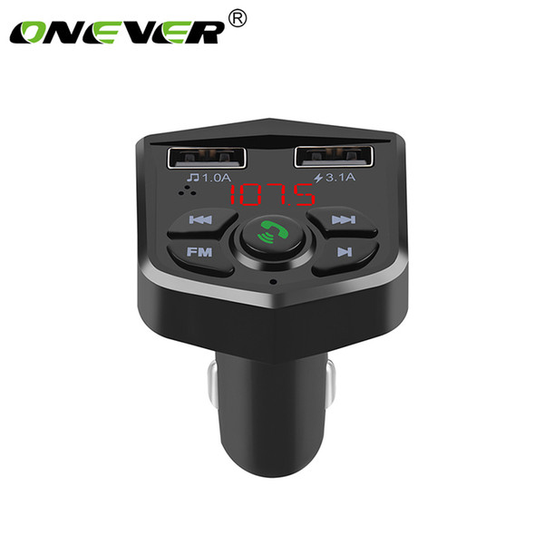 Onever 5V/3.1A Bluetooth 5.0 FM Transmitter Car Kit Handsfree Wireless Quick Charge Dual USB Charger MP3 Player