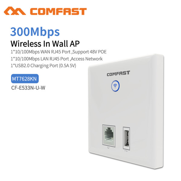 Comfast E533N 300Mbps in Wall AP WiFi Access Point Wireless for Hotel Wi-Fi Project Support AC Management & RJ45 + USB Wall AP