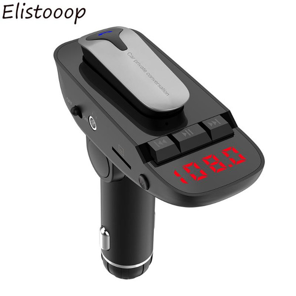 Elistooop FM Transmitter ER9 Bluetooth 4.2 Car MP3 Player Car Kit Radio Adapter Handsfree Calling Dual USB Supports TF SD Card