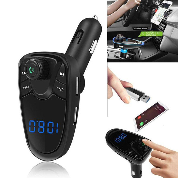 Car Mp3 Player Wireless Handsfree Car Kit FM Transmitter 2.1A Charger Dual USB With LED screen Auto FM Modulator