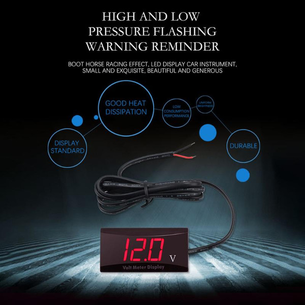 12V Car Motorcycle Voltage Surface Plate Voltmeter LED Digital Display Voltmeter Auto Voltage Volt Gauge Panel Meter ##3