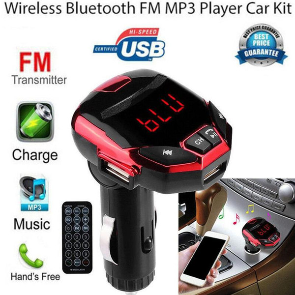 1pcs Wireless Bluetooth Handsfree Car Kit Car MP3 Player Fm Transmitter Music Audio Bluetooth Receiver Adapter Support TF Card