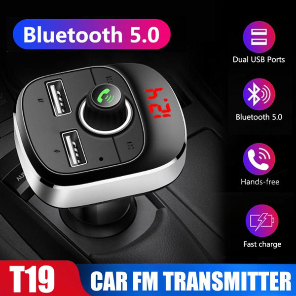 Bluetooth 5.0 3.1A Portable Car FM Transmitter Handsfree Receiver MP3 Player Wireless Stereo Music Voltage Detection Audio