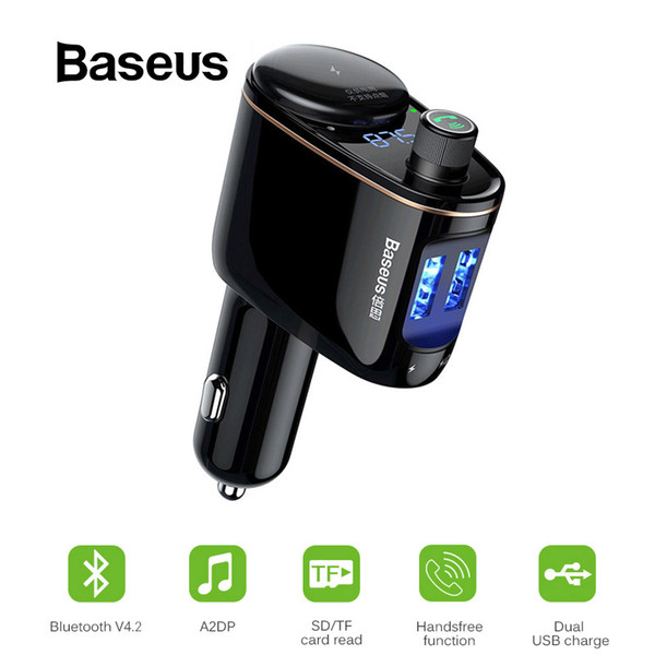 Baseus Car FM Transmitter Bluetooth Handsfree Car Kit Dual USB Output with Expansion of Cigarette Lighter Port Audio MP3 Player