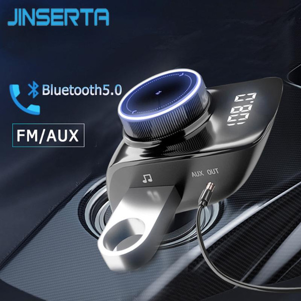 JINSERTA Car AUX Bluetooth Adapter Handsfree Car Kit Auto Mp3 Player Bluetooth Receiver With Dual USB Charger FM Transmitter