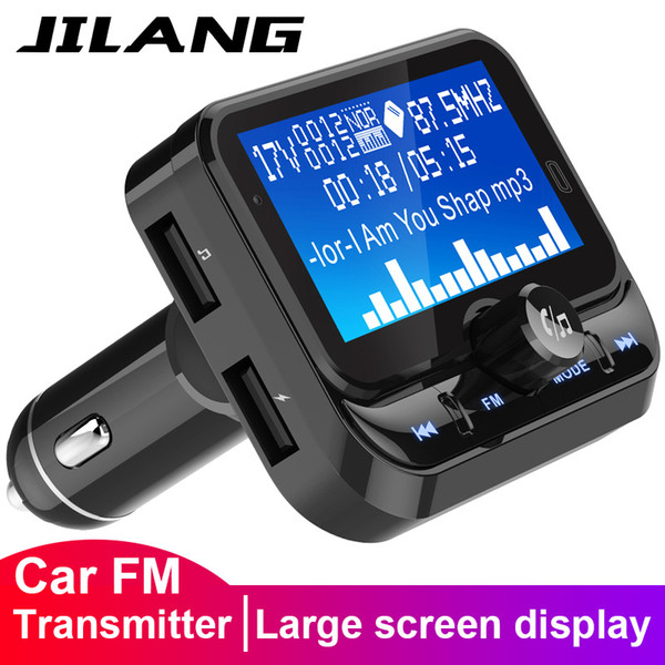 Jilang Fm Transmitter Car Bluetooth receiver Handsfree Wirless Radio Adapter Car kit LCD Mp3 Player with Dual USB Charger